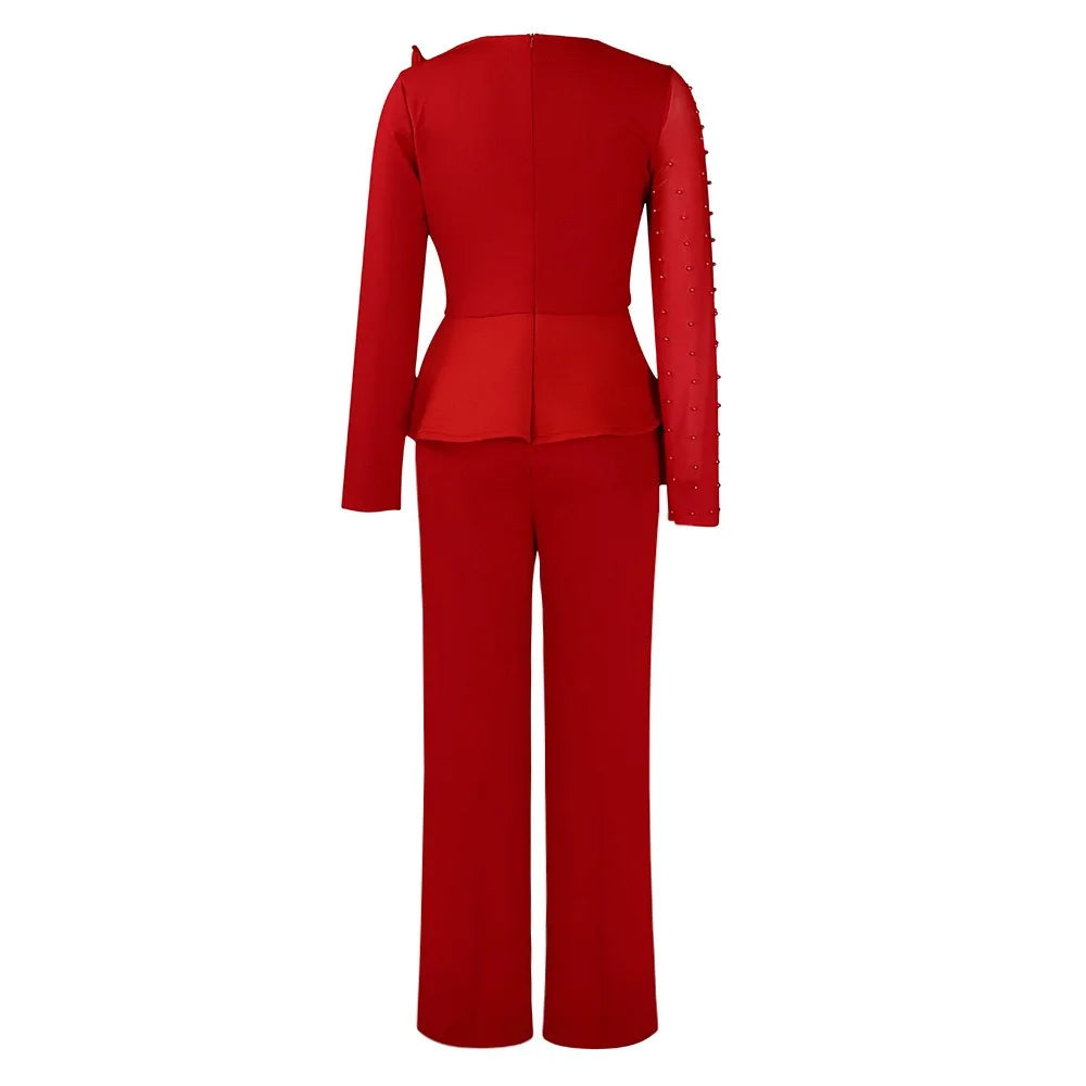 Statement Beaded Embellished Sleeve Jumpsuit