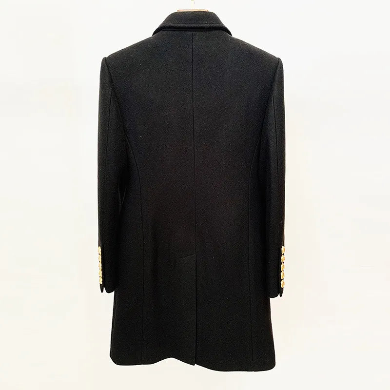 Double-Breasted Wool Midi Trench Coat