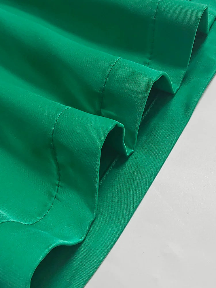 Deep V-neck Casual Green Wide-Leg Jumpsuit