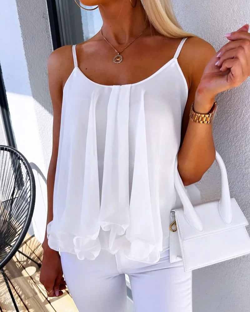 Ruffle Hem Sleeveless Cami