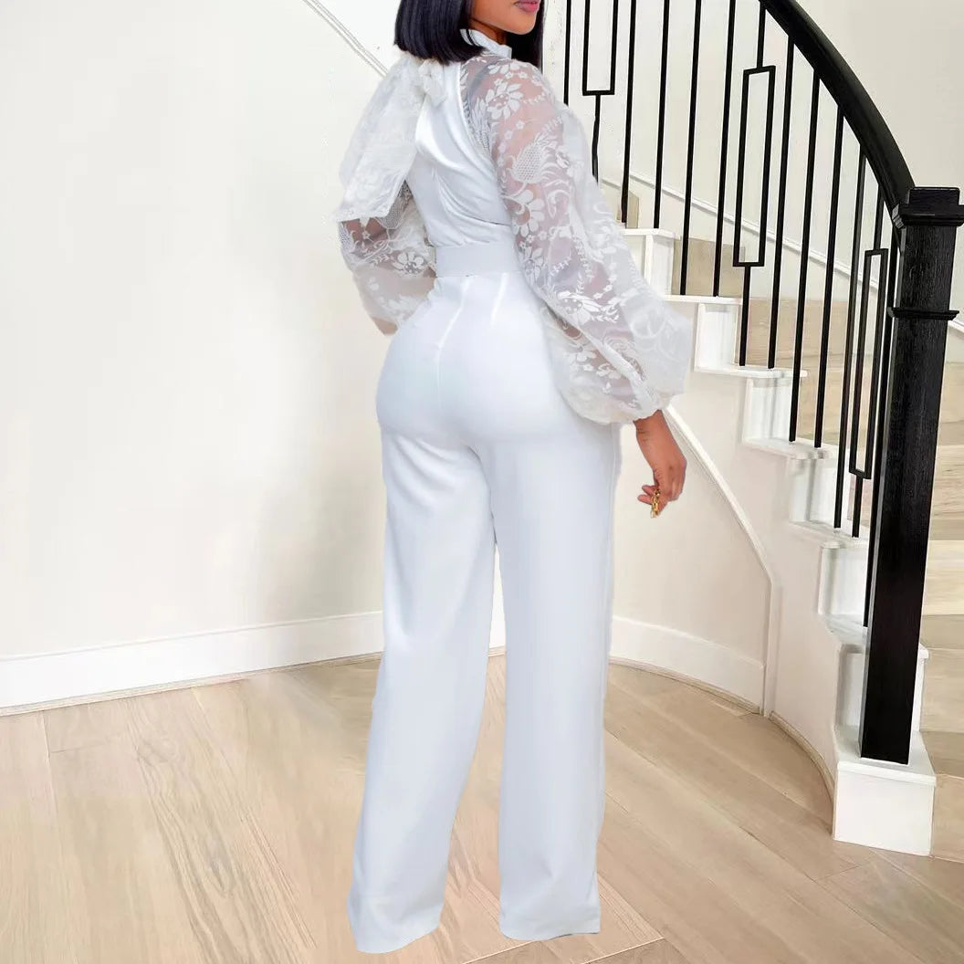 Lace Lantern Sleeve Jumpsuit