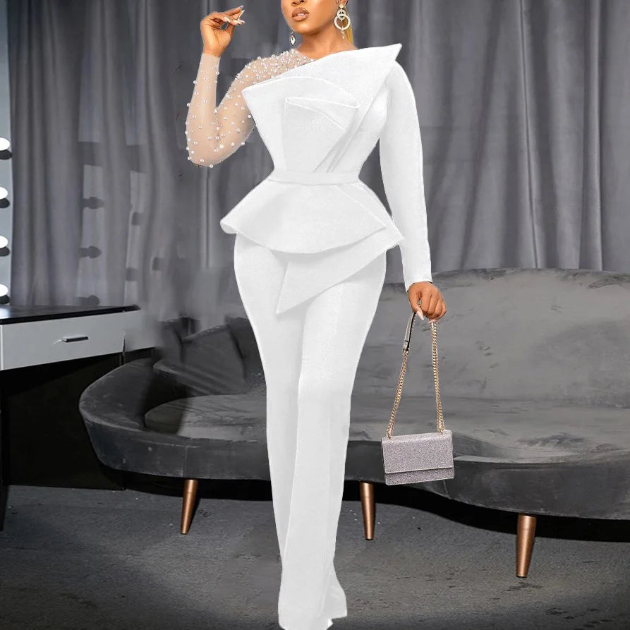 Statement Beaded Embellished Sleeve Jumpsuit
