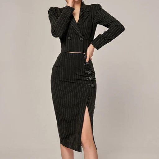 Pin Stripe Skirt Suit Set