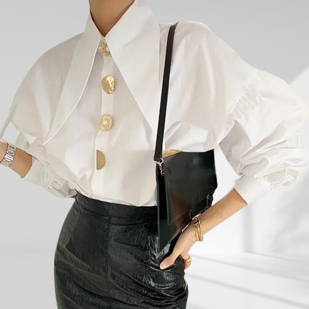 Turn Down Collar Front Button-Embellished Shirt
