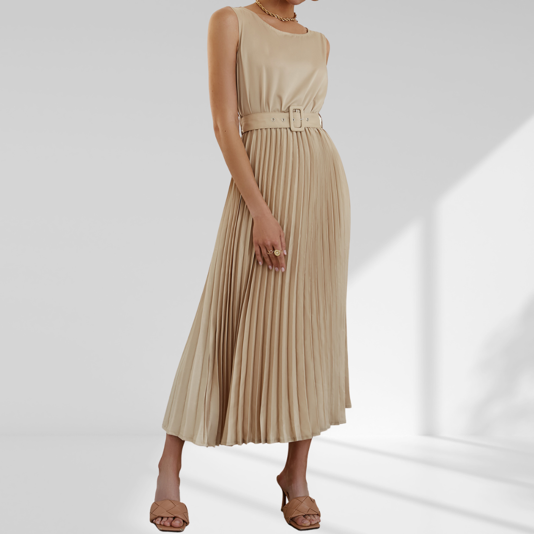 Elegant Sleeveless A-line Pleated Maxi Dress