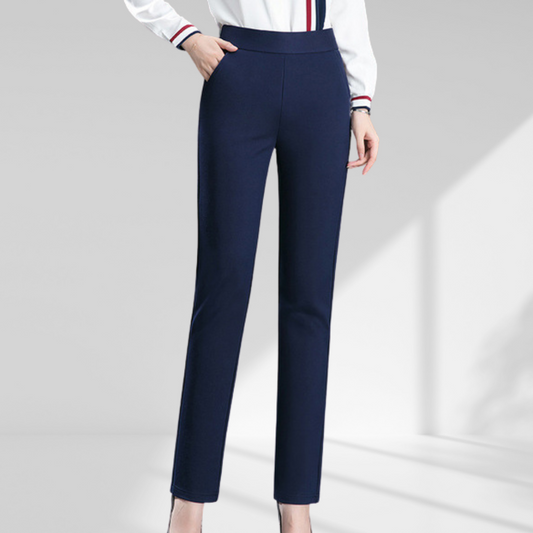 High Waisted Pull On Straight Fit Pants
