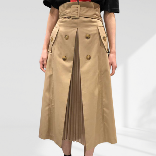 A-line High Waist Khaki Skirt