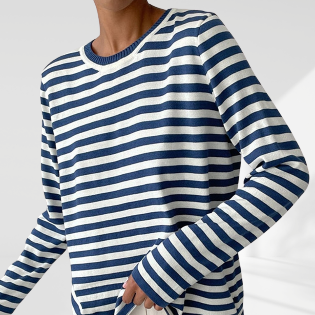 Striped Loose Crew Neck Pullover Sweater