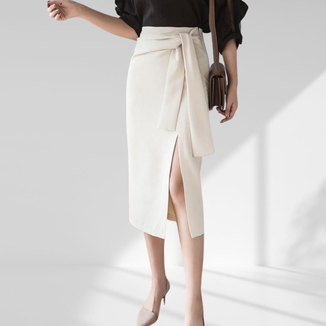 Elegant Belted Empire Waist Pencil Skirt