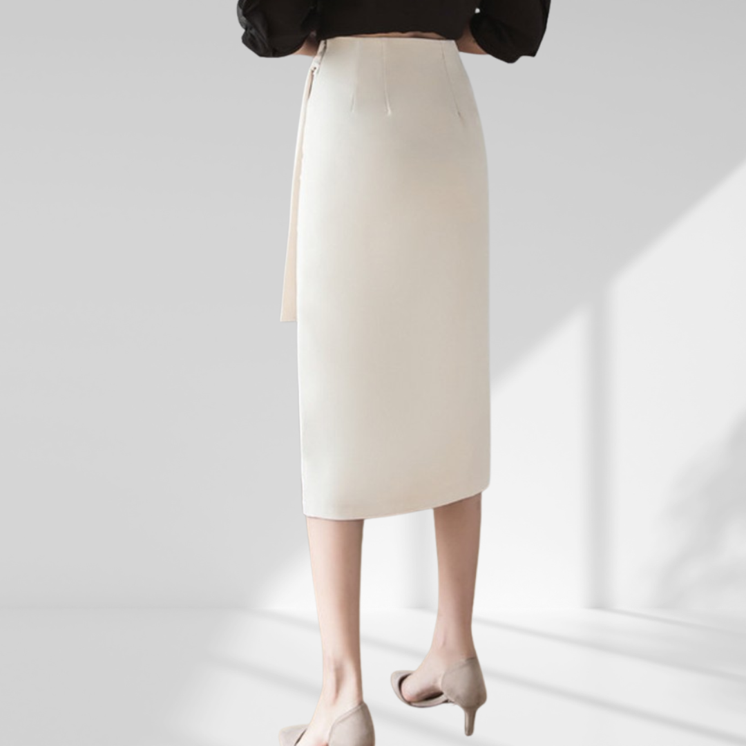 Elegant Belted Empire Waist Pencil Skirt