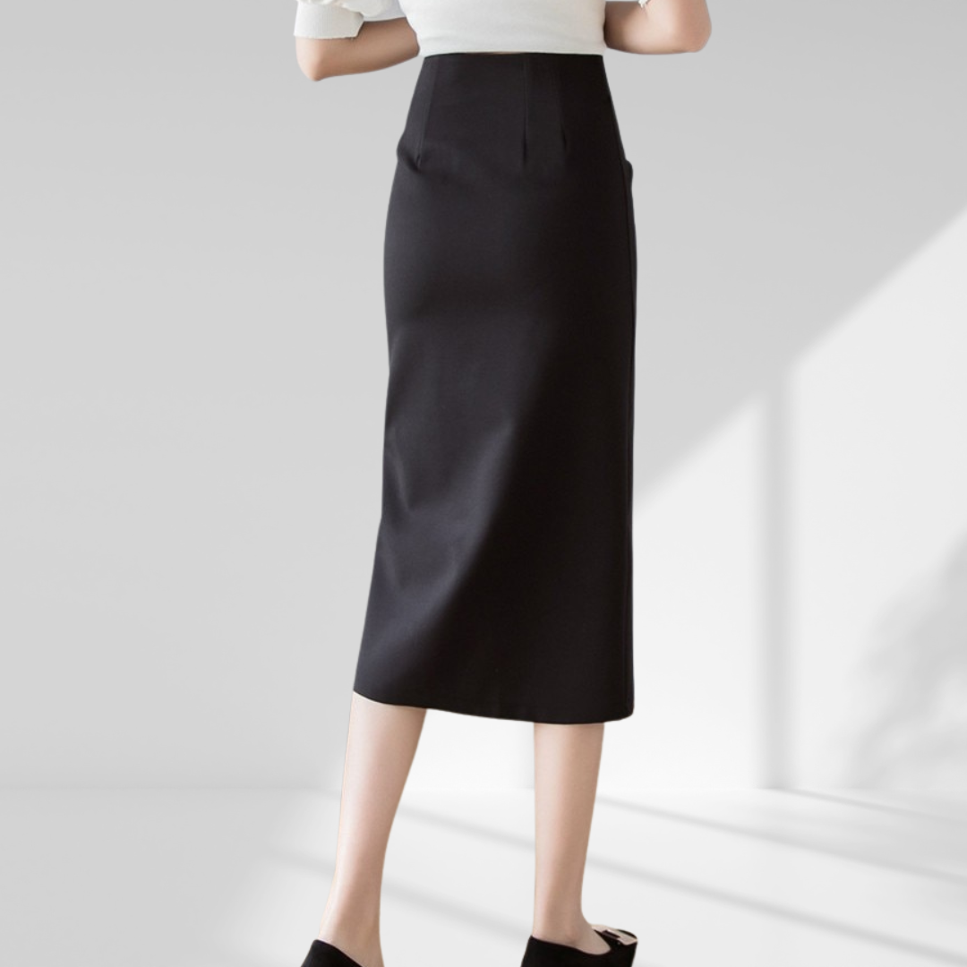 Elegant Belted Empire Waist Pencil Skirt