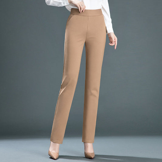 High Waisted Pull On Straight Fit Pants